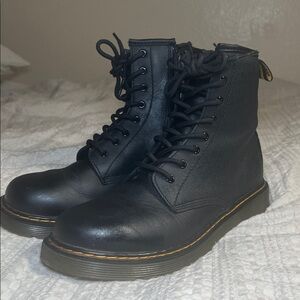 Dr. Martens Black Ankle Boots with Yellow Stitching
